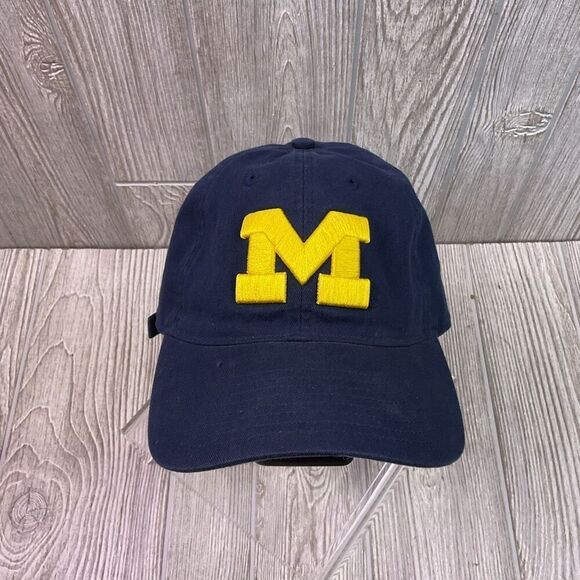 Vintage Y2K Adidas Michigan Wolverines Blue Gold Official Baseball Cap Hat Men's - Picture 1 of 9
